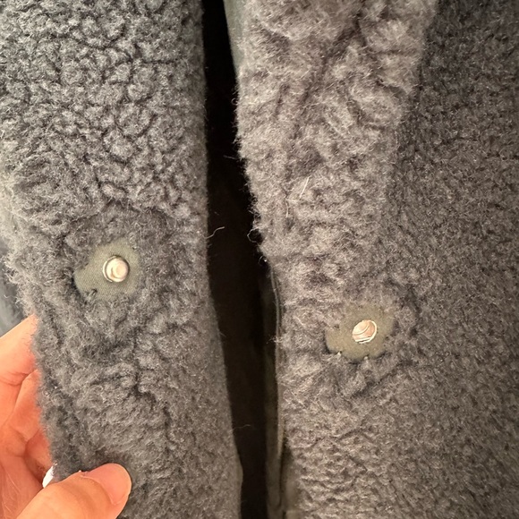 Madewell Women’s Small (Re)sourced Sherpa Teddy Long Coat Smoky Spruce - Picture 7 of 11